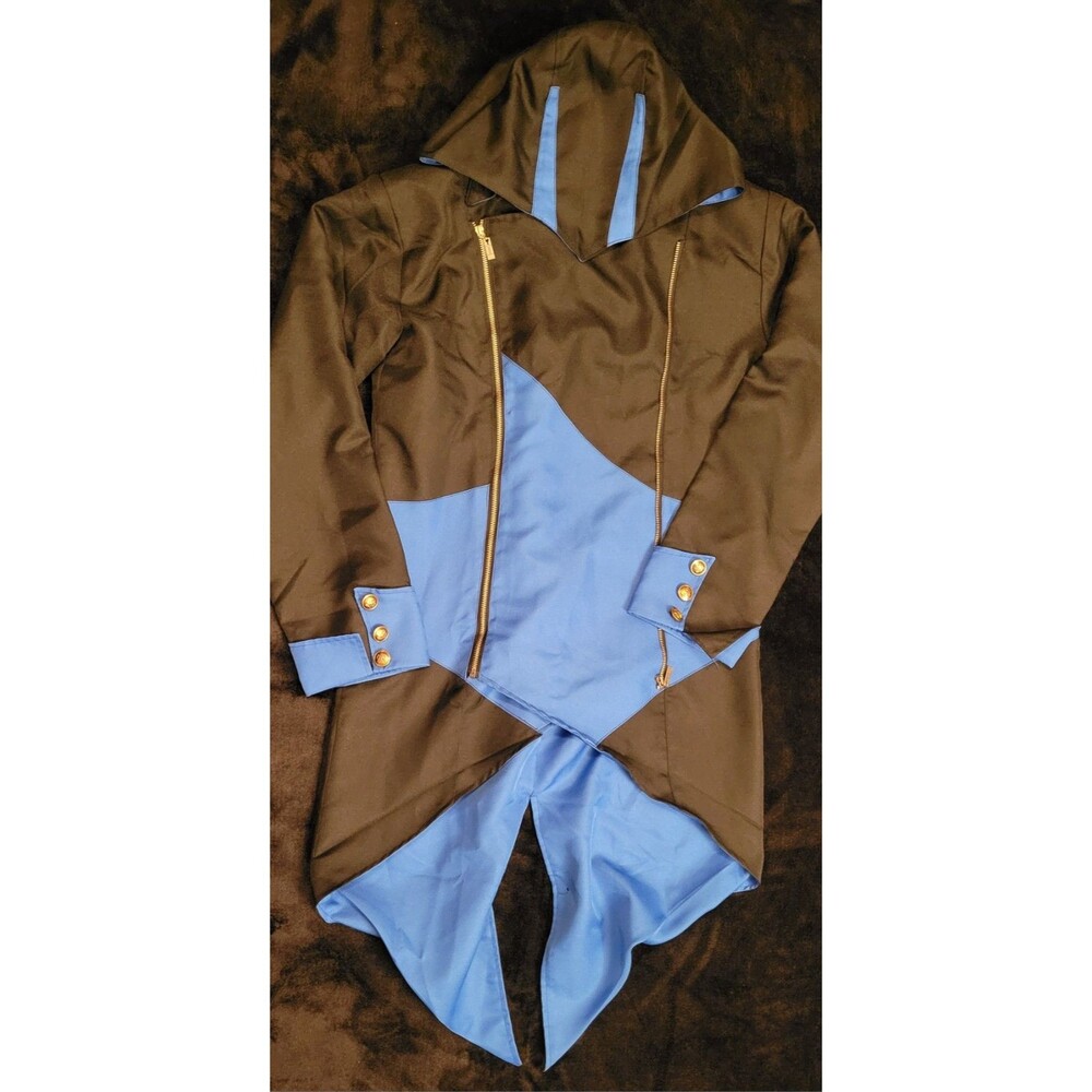 Assassins Creed Black and Blue Cosplay Jacket Size XL with Hood